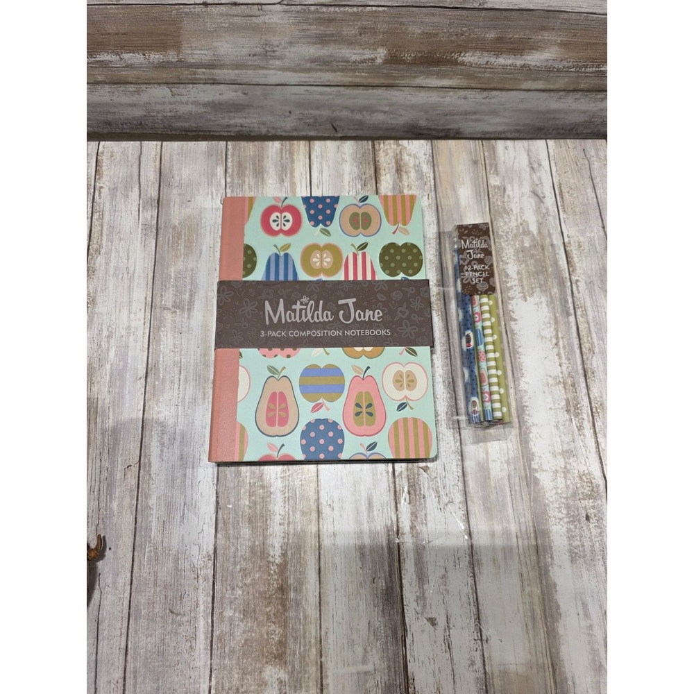 Matilda Jane‎ 3-Pack Composition Notebooks and 12-Pack Pencil Set Floral Fruit